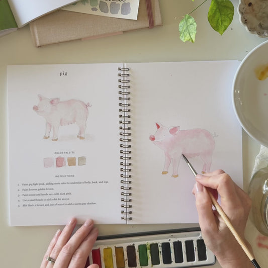 farm watercolor workbook
