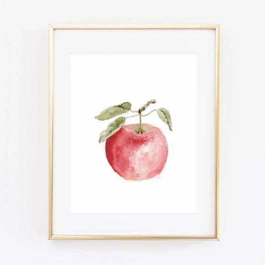 apple watercolor fruit wall art print