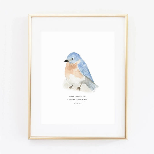 psalm 56:3 bluebird scripture print - emily lex studio