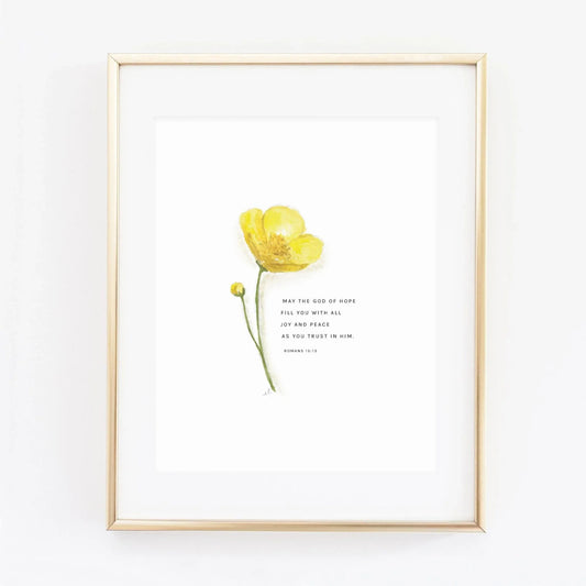 romans 15:13 buttercup scripture print - emily lex studio