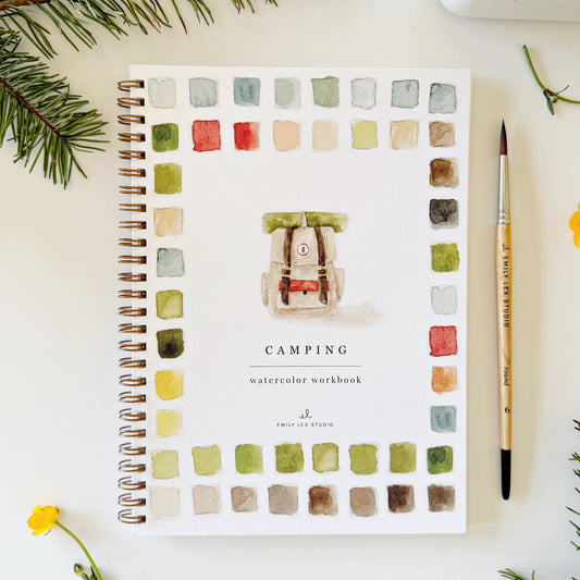 camping watercolor workbook