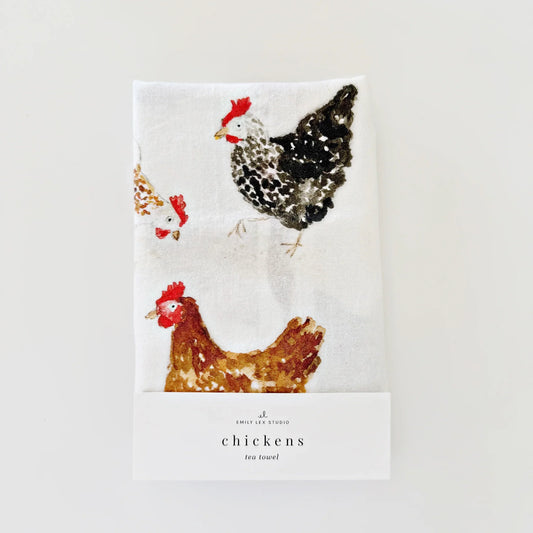chickens cotton tea towel