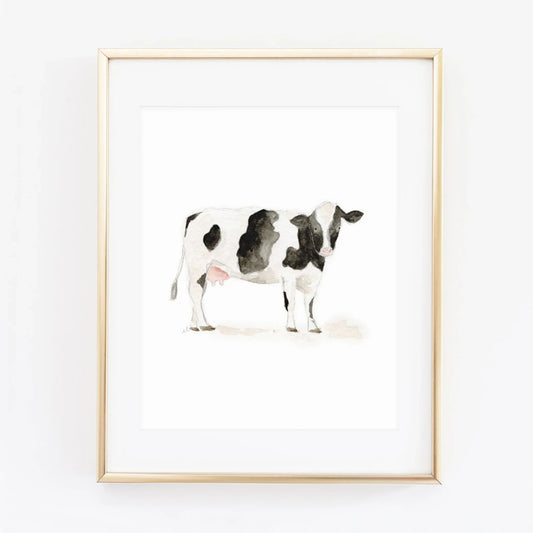 cow watercolor wall art print