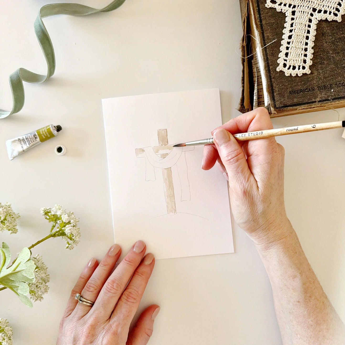 he is risen paintable watercolor notecard set