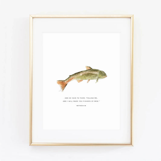 matthew 4:19 fish scripture print