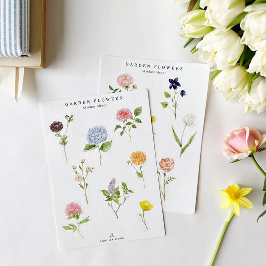 garden flowers sticker sheets - emily lex studio