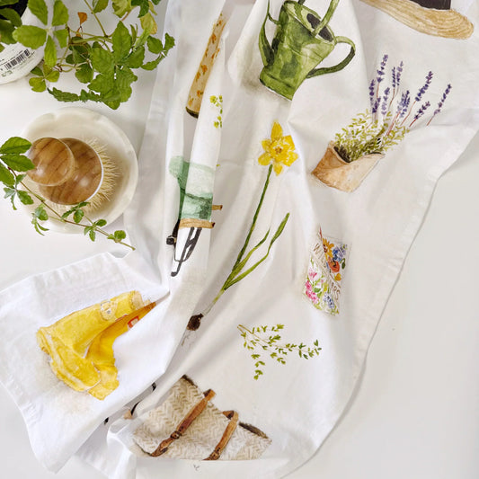 garden cotton tea towel