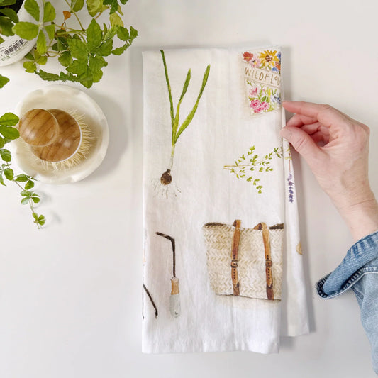 garden cotton tea towel