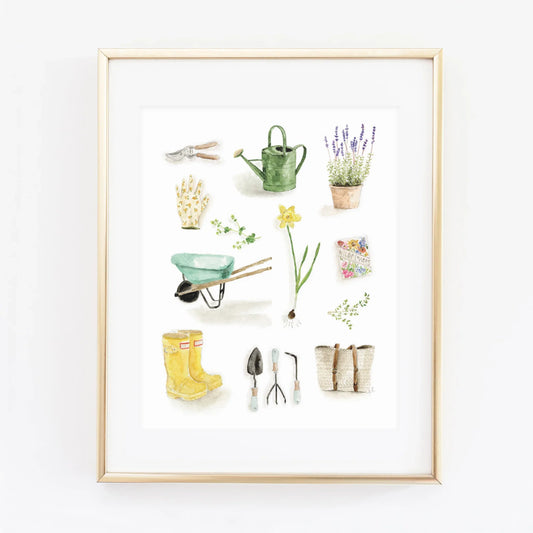 garden collection watercolor wall art print