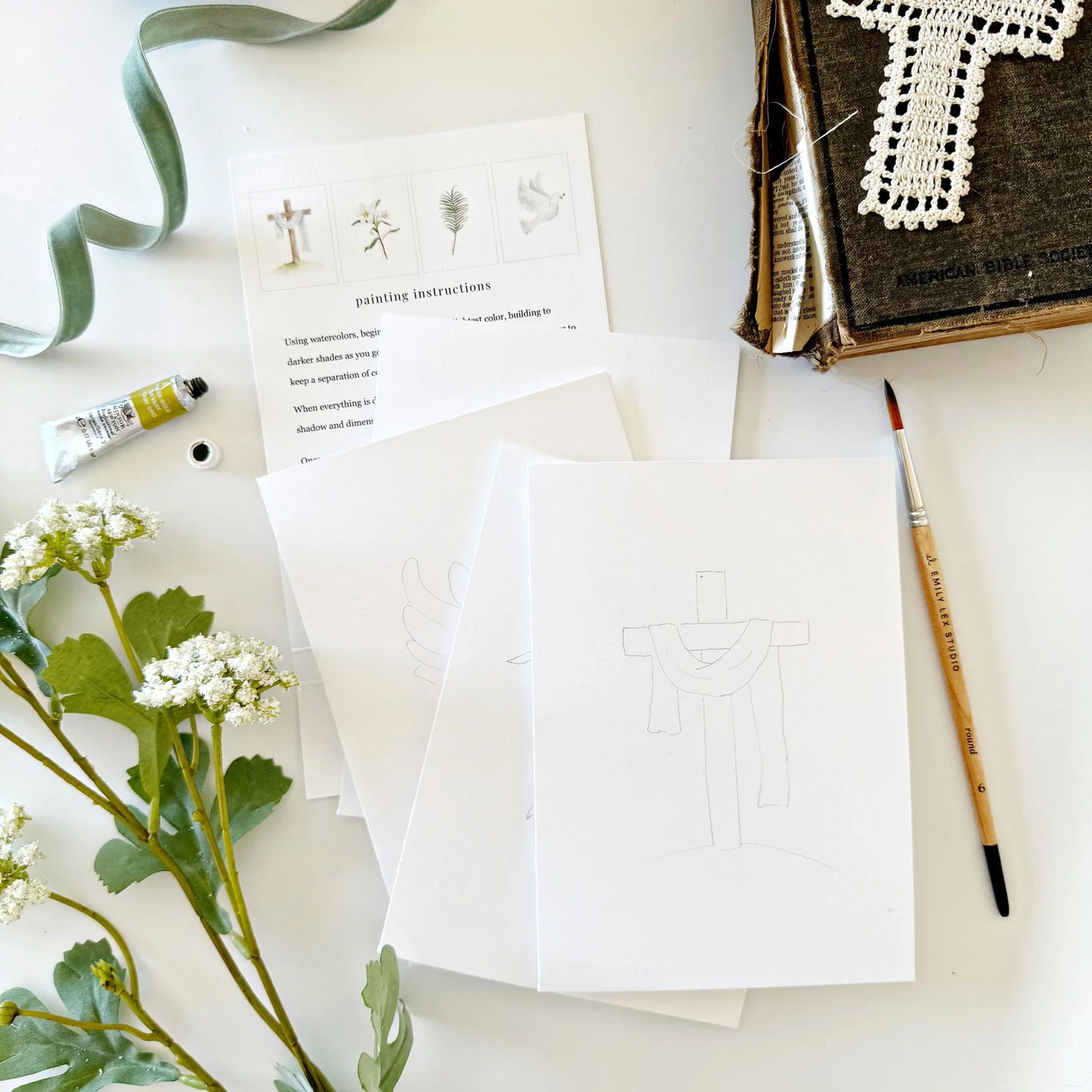 he is risen paintable watercolor notecard set