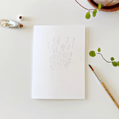 potted plants paintable watercolor notecard set