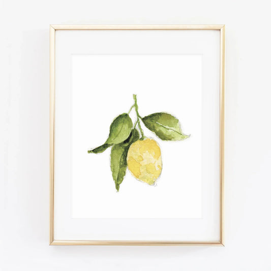 lemon watercolor fruit wall art print