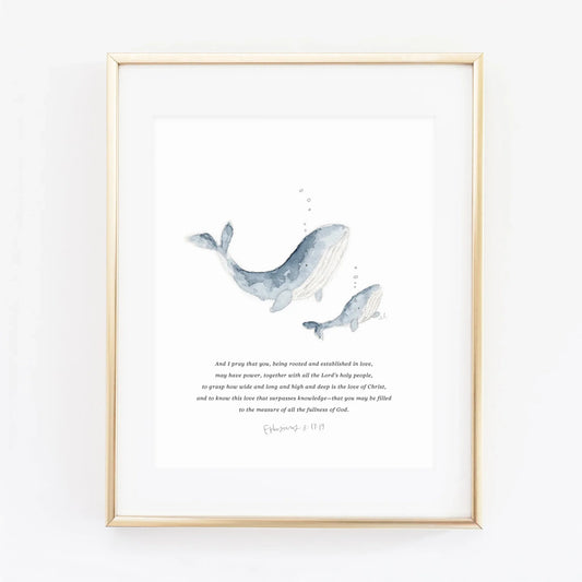 ephesians 3:17-19 mama + baby whale scripture print
