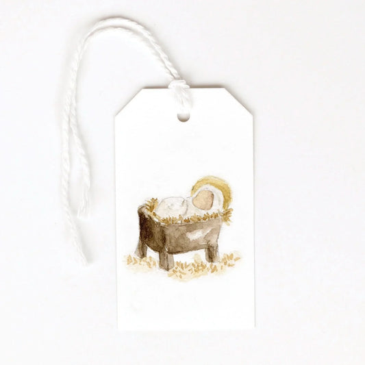 manger baby gift tags