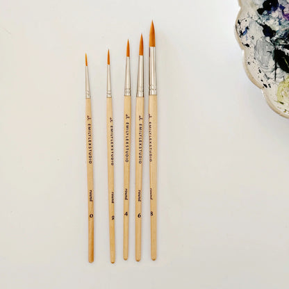 watercolor paintbrush set of five wood brushes