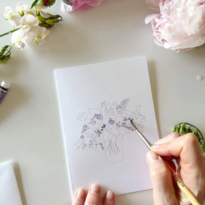 bouquets paintable watercolor notecard set