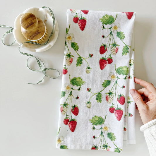 strawberry cotton tea towel