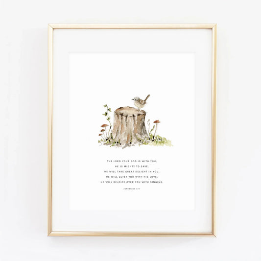 zephaniah 3:17 tree stump scripture print