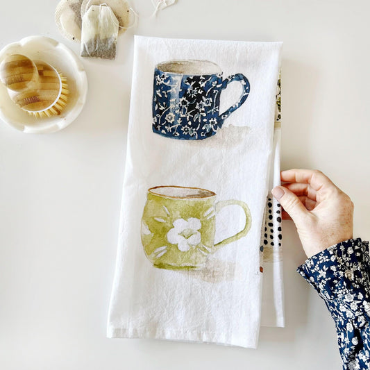 mugs cotton tea towel