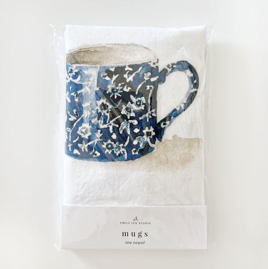 mugs cotton tea towel
