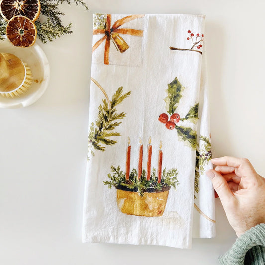 yuletide cotton tea towel