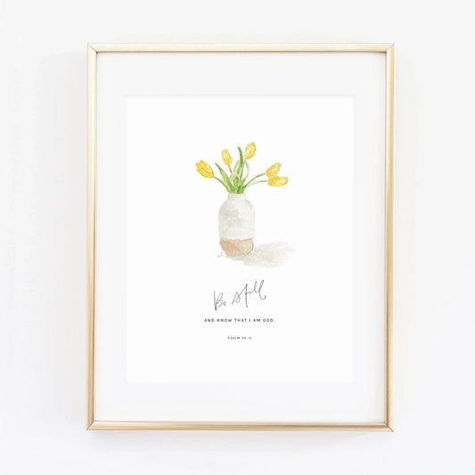 psalm 46:10 tulips scripture print - emily lex studio