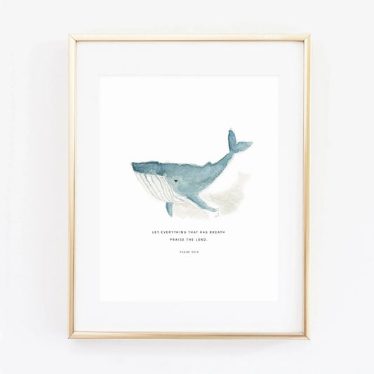 psalm 150:6 whale scripture print - emily lex studio