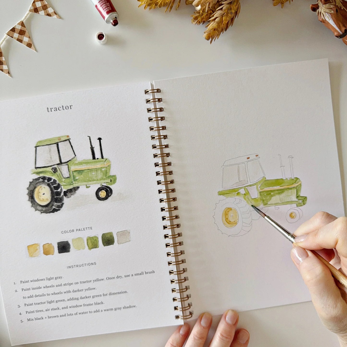 farm watercolor workbook