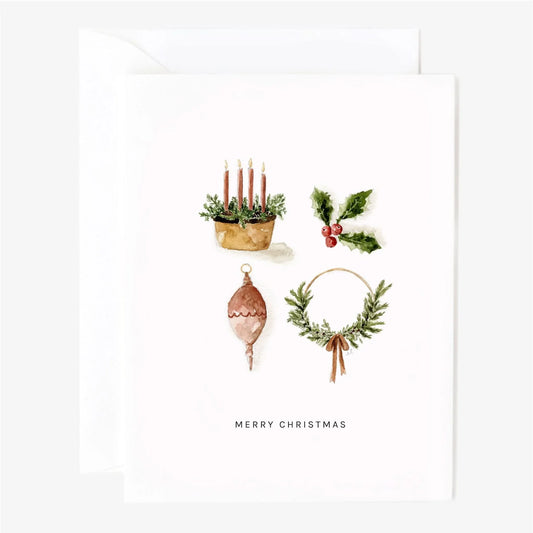yuletide watercolor Christmas greeting card